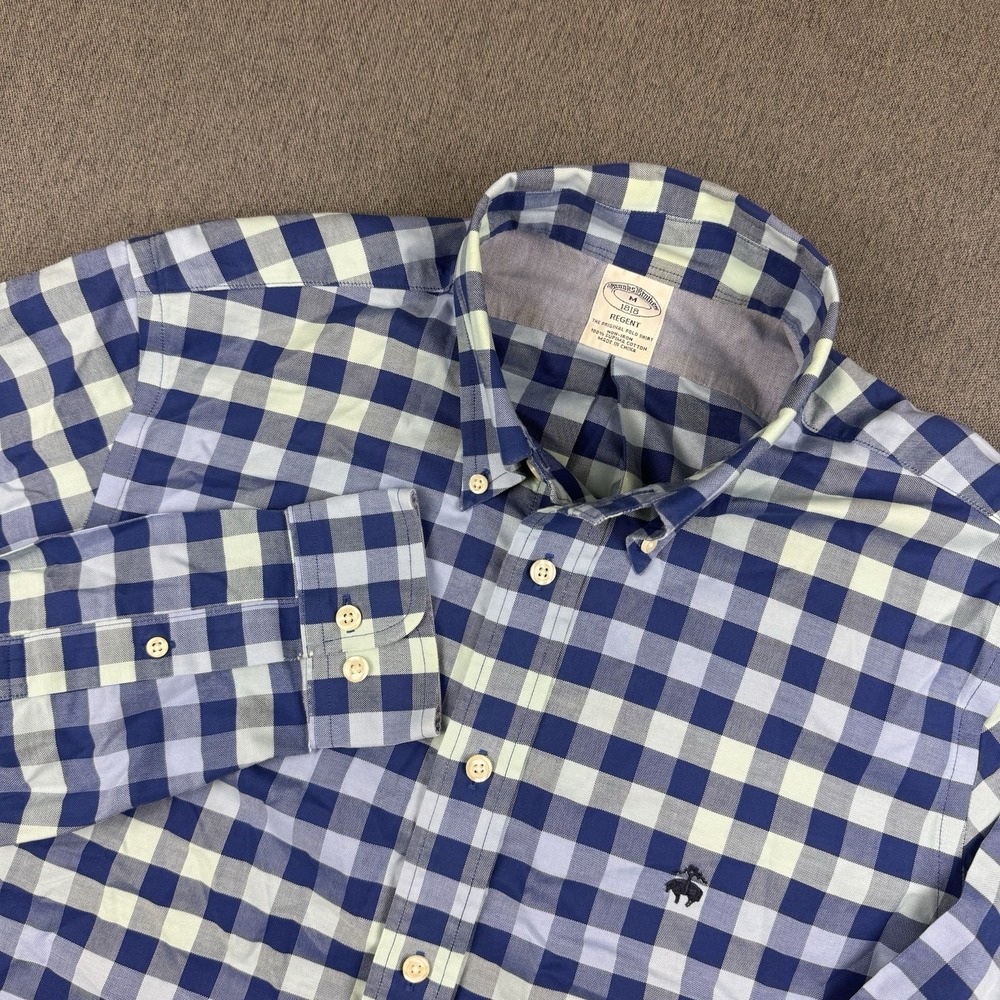 Brooks Brothers 1818 Regent Fit Button Down Shirt Plaid Men's Medium Repaired
